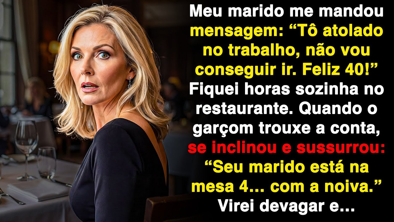 Meu marido: “Não vou conseguir. Feliz 40!” Garçom: “Olha a mesa do canto.” Virei pra trás…