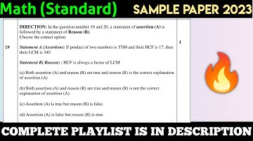 Class 10 Standard Math Sample paper 2023 | Q 19 Assertion and Reason based problems @edulover123
