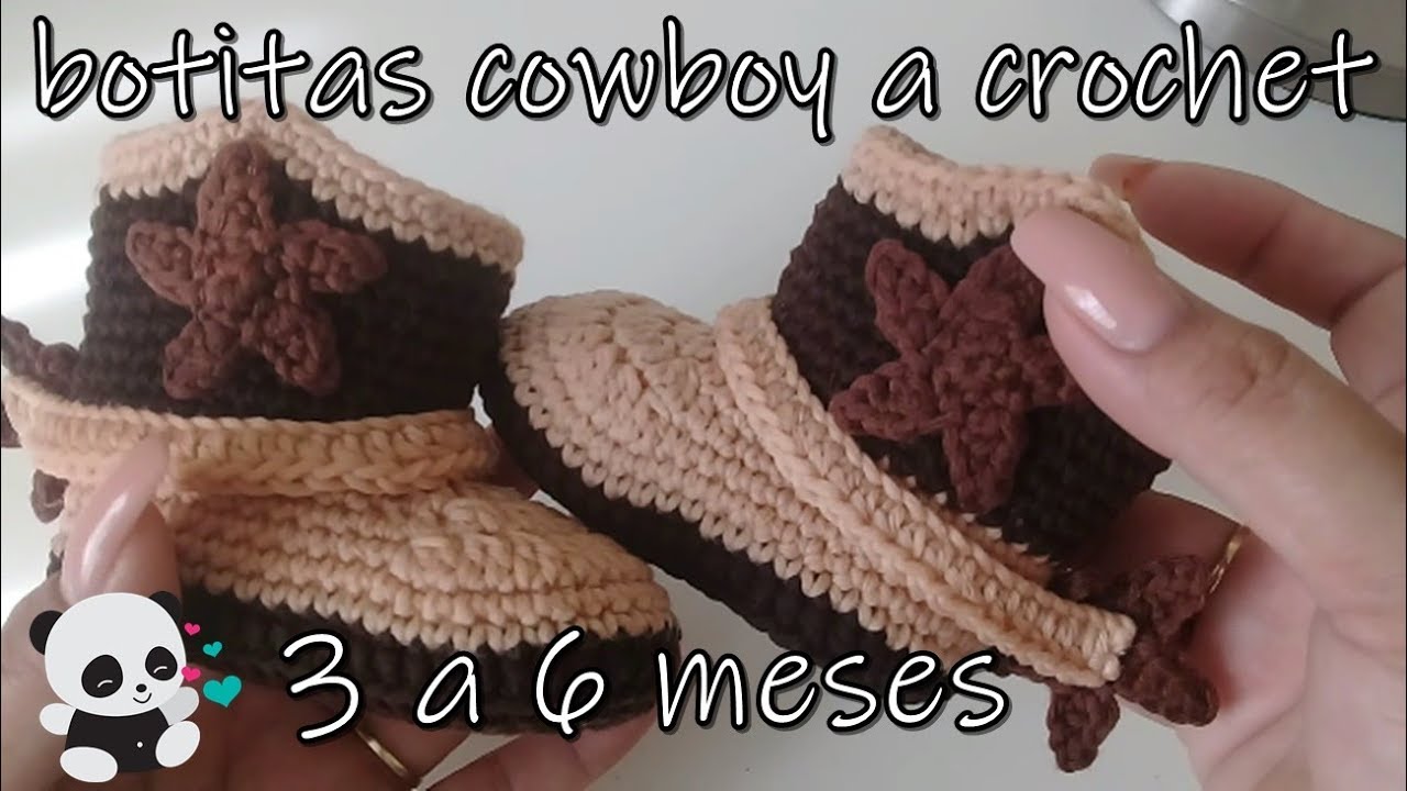 tutorial botitas cowboy para bebe a crochet -