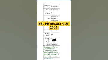 BEL PE 2025 RESULT OUT #bel_probationary_engineer #BEL