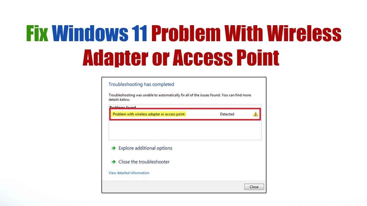 Fix Windows 11 Problem With Wireless Adapter or Access Point - YouTube