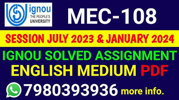 MEC 108 Solved Assignment 2023-24 English, MEC 108 Solved Assignment 23-24, MEC-108 Assignment