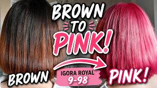 Brown to PINK Hair Transformation! 💗 IGORA ROYAL 9-98