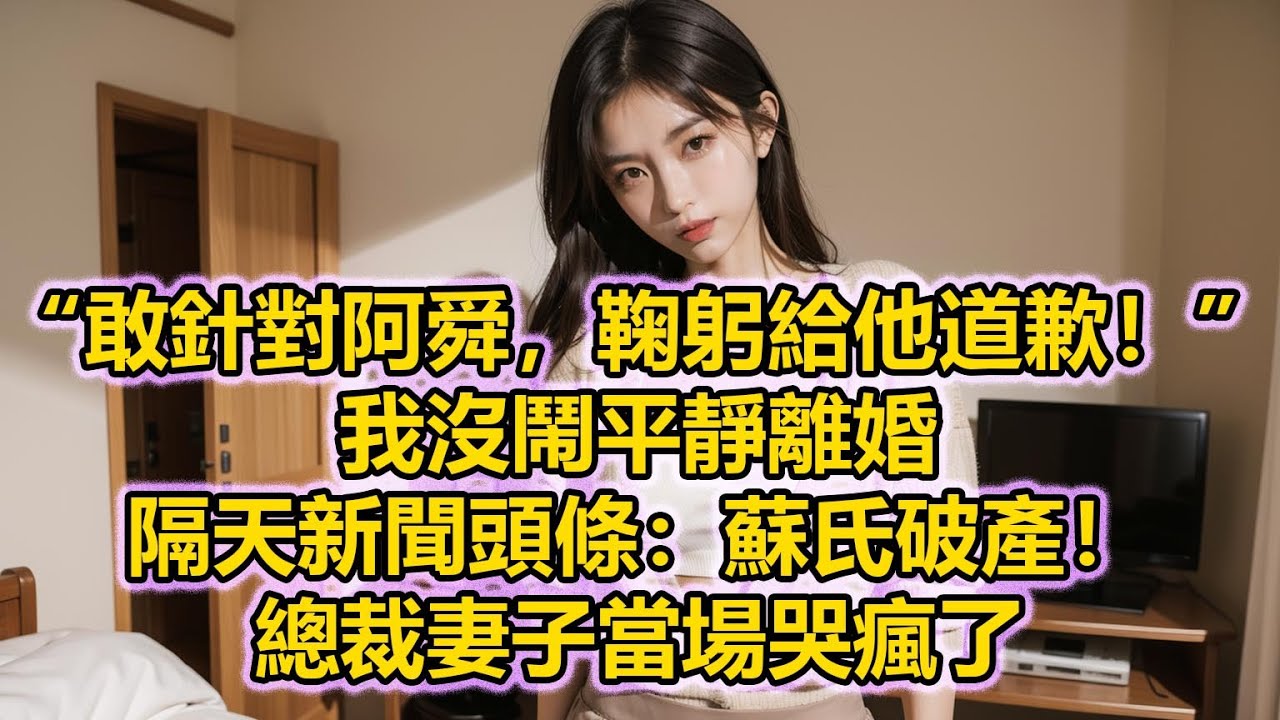 “敢針對阿舜，鞠躬給他道歉！”我沒鬧平靜離婚，隔天新聞頭條：蘇氏破產！總裁妻子當場哭瘋了