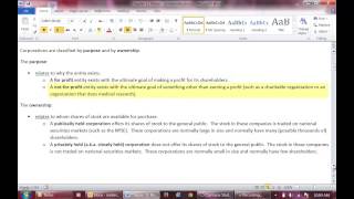 Chapter 11 Lecture Series - Part 1 - Corp Form