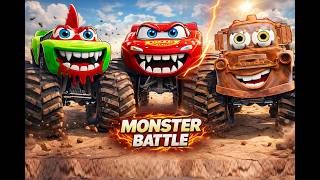 Big &amp; Small Monster Truck Lightning McQueen vs Tow Mater! BeamNG Drive