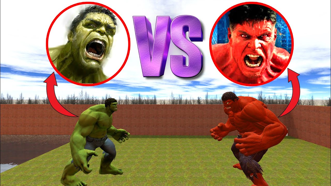 RED HULK RULK VS GREEN HULK EPIC BATTLE! In Garry's Mod