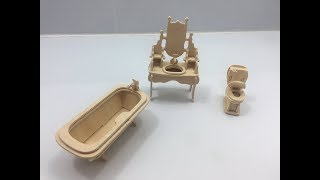 3D Woodcraft Construction Kit DIY, How to Assembly the Wooden Shower Room