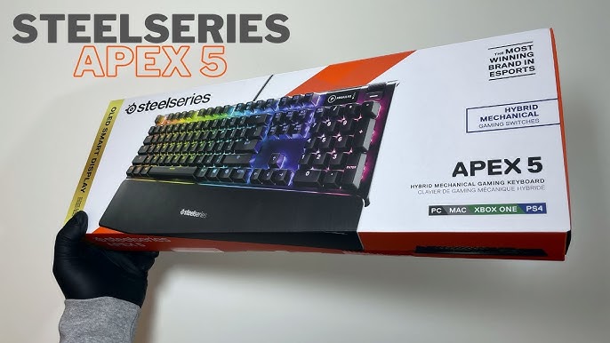 SteelSeries Apex 5 Mechanical Gaming Keyboard – RGB Illumination – Hybrid  Blue Switch