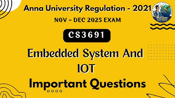 CS3691 Embedded system and IOT important questions in tamil||Anna University regulation 2021.#iot