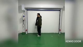Test running of KENVO PVC high speed rolling door with auto motor sensor