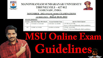 GUIDELINES !!! Manonmaniam Sundaranar University - November 2021 online semester examinations
