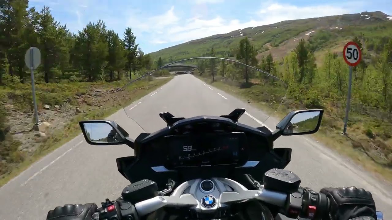 BMW K 1600 GTL 2023. Driving from Tessand to Valdresflye in Norway. Scenic route.