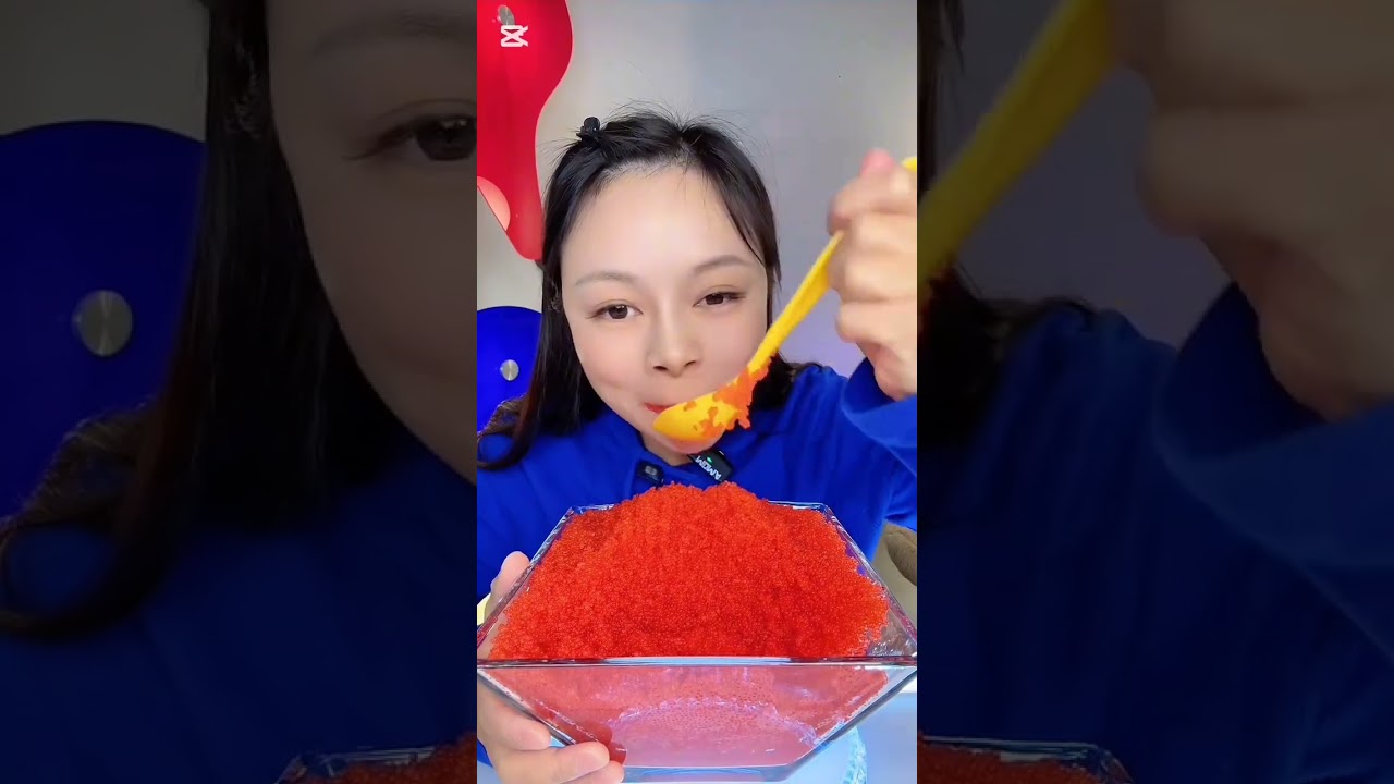 ASMR voice control eating sound colorful crunchy tobiko eggs #fyp 