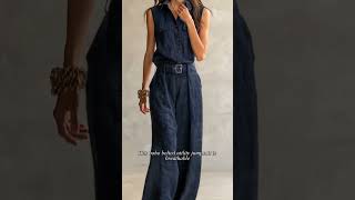 Futario: Boho Midnight Slate Texture Belted Utility Jumpsuit #fashion #ootdguide #style #summer