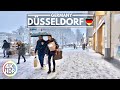  heavy snowfall in dsseldorf germany january 2024 walk in 4kr 60fps