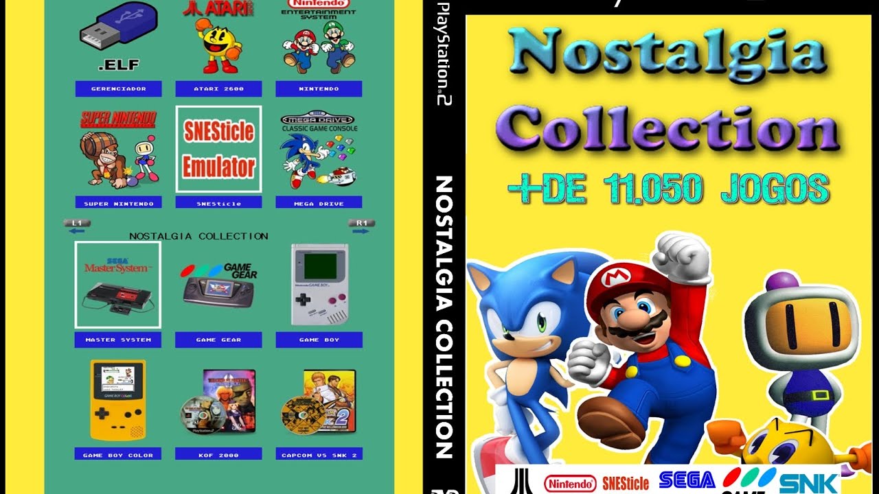SAIU NOSTALGIA COLLECTION 11.050 JOGOS RETRÔ BY FABRÍCIO VGL PARA PS2.