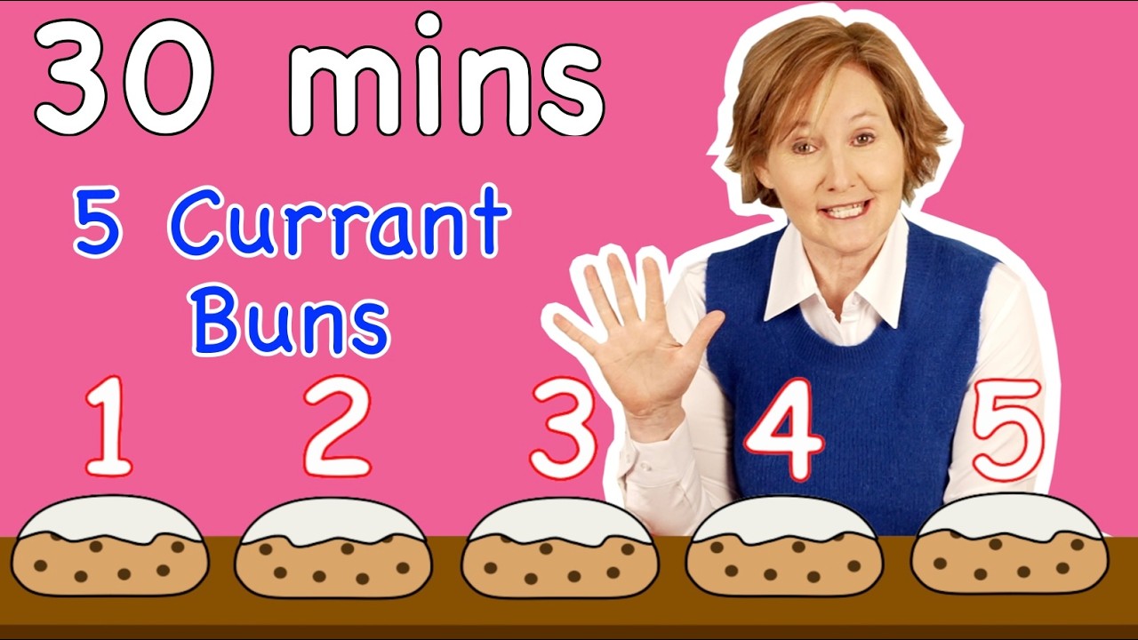5 Currant Buns! 30 Minutes of Preschool Learning with Vicky