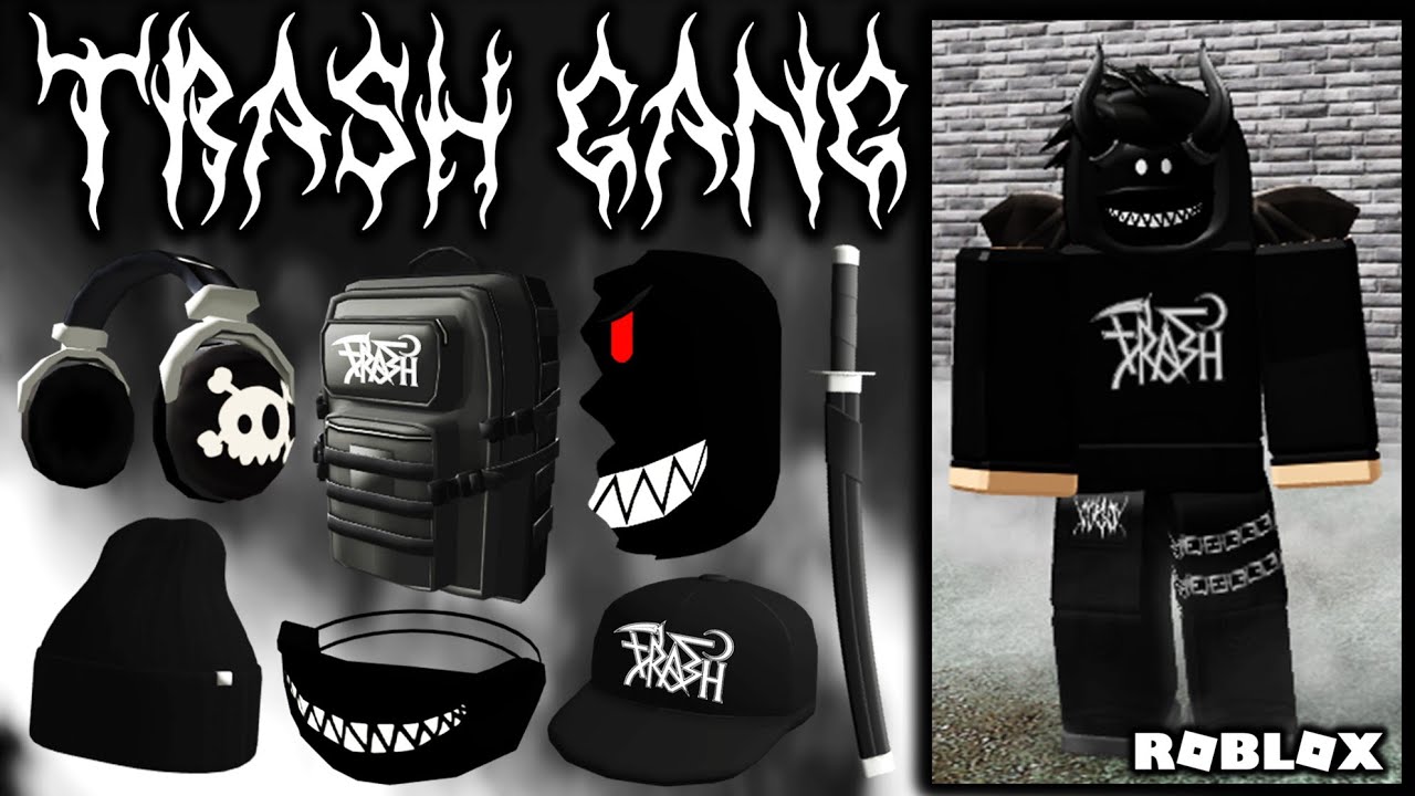 All Trash Gang Accessories On Roblox Youtube - trash gang vest roblox t shirt