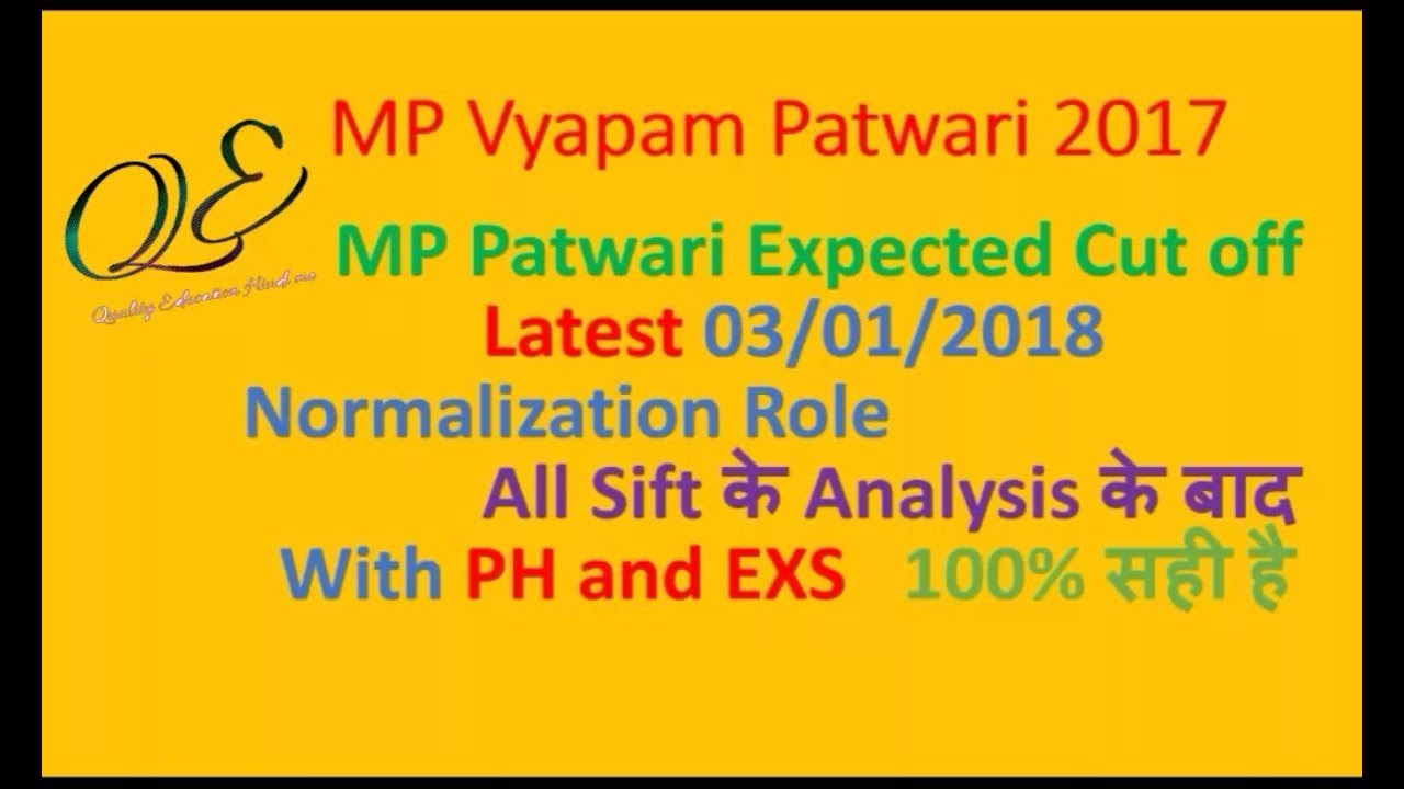 MP Patwari 2017 All Sift Expected Cut Off