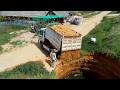 OMG Making Foundation Great New Road  By Skill Operator KOMATSU D31 Bulldozer Moving Stone