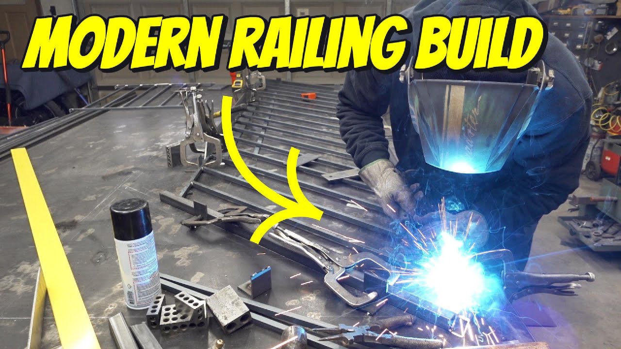 Modern Railing Build... Welding, Fabrication And Install - YouTube