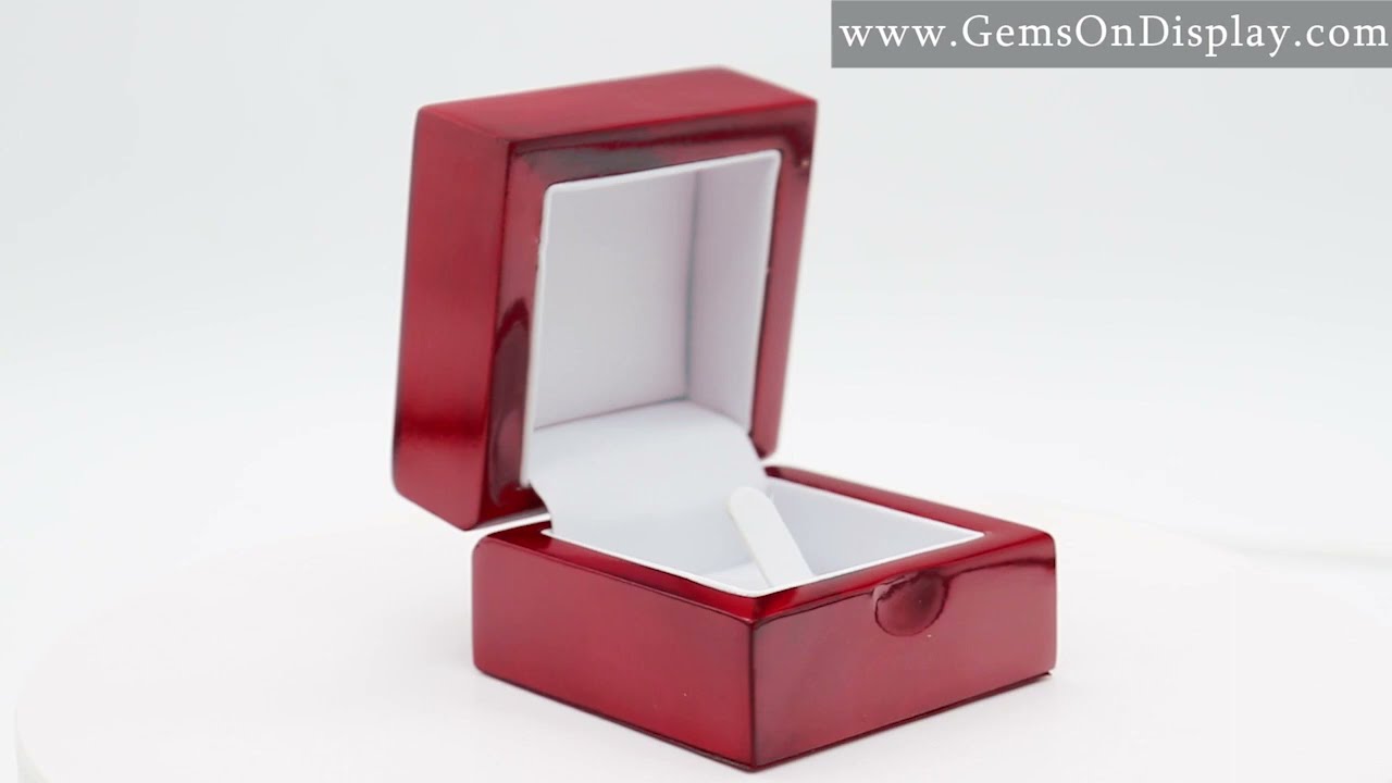 Red Rosewood Jewelry Ring with Clip Gift Packaging Boxes - SKU#: HW01-C