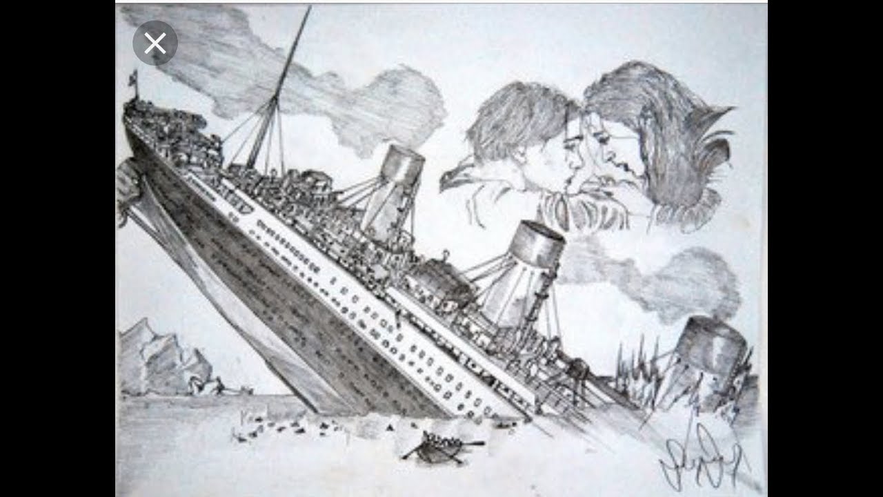 A Sketch Of Titanic Ship Sinking In Ocean Easy Drawing Tutorial