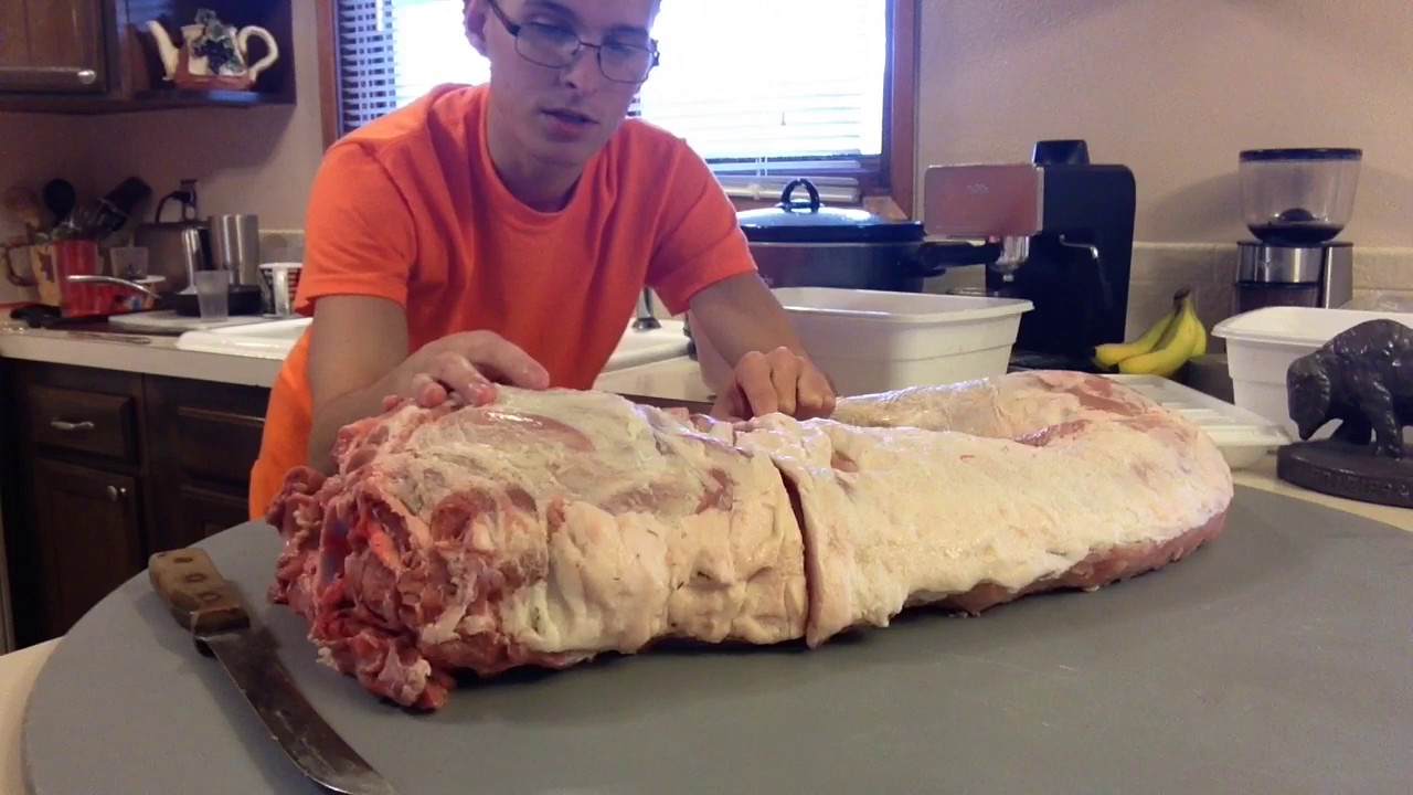 Cutting up half a hog