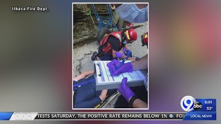 Full Ithaca Fire Department makes second rescue Sunday, helping injured hiker at Buttermilk Falls Update