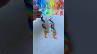 Perler Beads Spiral Rainbow Earrings 🌈 | Hama Beads #shorts #viral #perlerbeads