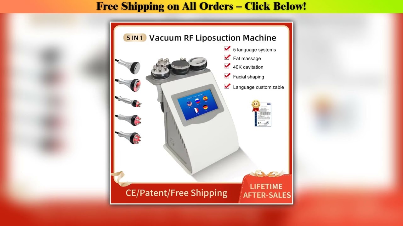 5IN1 Ultrasonic Massage Shaper Vacuum Laser Radio Frequency RF-Tool 40K Multi-Polar Anti-Wrinkle