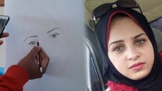 من بيت حسناء  رسم صورة حسناء بالقلم الرصاص صاحبة قناة من بين حسناء