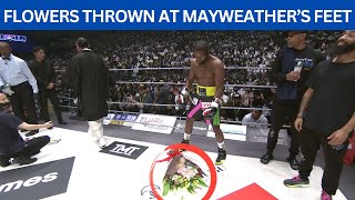 Floyd Mayweather Flowers Thrown At Boxing Legends Feet Before Win Vs Mikuru Asakura