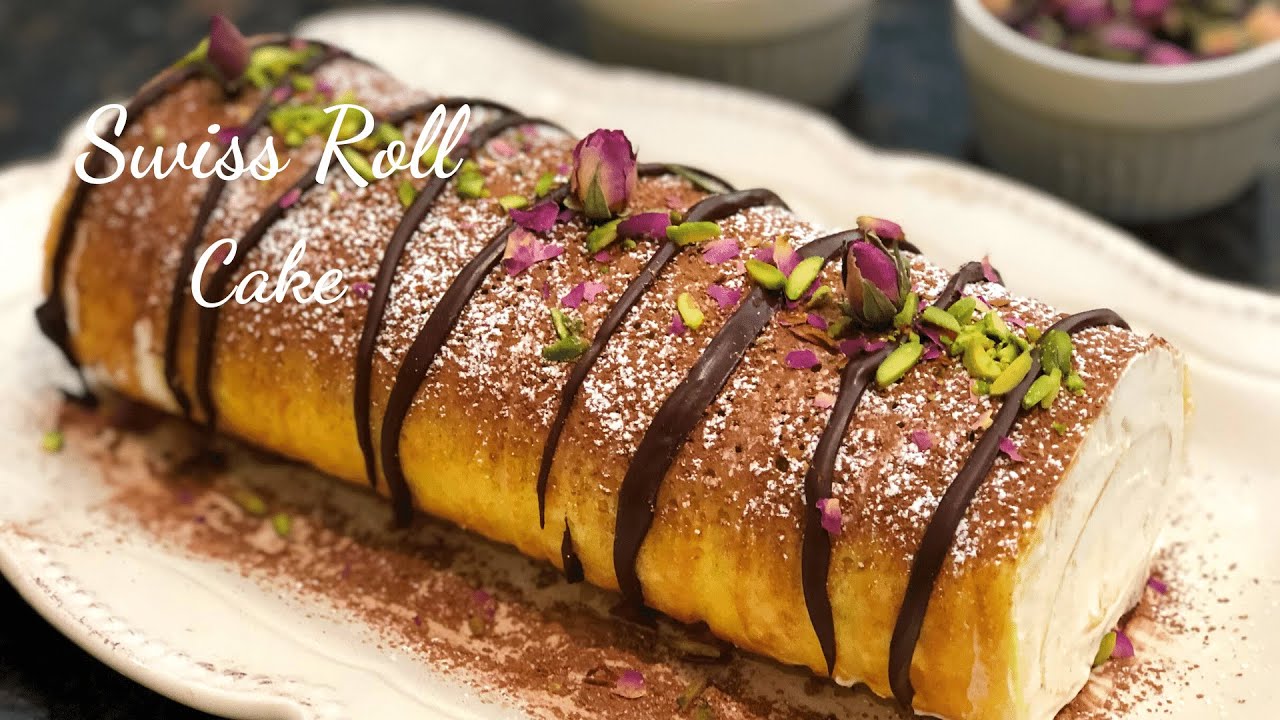 شیرینی رولت خامه ای | Persian Roulette Recipe | طرز تهیه رولت خامه ای ساده | Swiss Roll Cake
