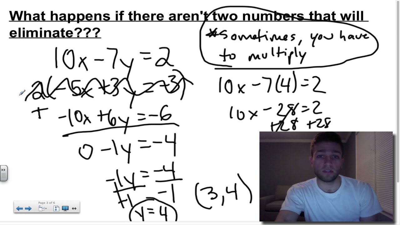 Chapter 5, Lesson 3: Solving Systems by Elimination - YouTube