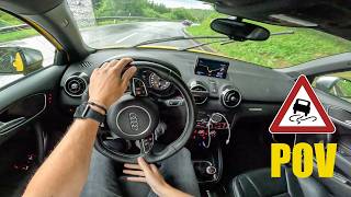 Rainy Audi S1 Quattro POV Test Drive Around Nürburgring, Chasing BMW M4 CS!
