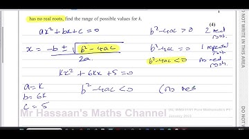 WMA11/01 (Edexcel) IAL P1 January 2023, Q4, Quadratics, Discriminant, Solving Quadratic Inequalities