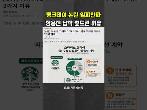 여론 폭발한 <strong>탱크데이</strong>…정용진 초고속 진화 나선 이유 #정용진 #<strong>탱크데이</strong> #스타벅스 #헬마우스 #오창석 #김묘성 #사장남천동