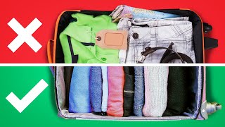 10 Stress Free Travel Hacks That Save You Money! (Pack Your Clothes CORRECTLY)