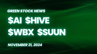 Green Stock News for November 21, 2024: C3 AI, HIVE Digital Technologies, Wallbox, SolarBank