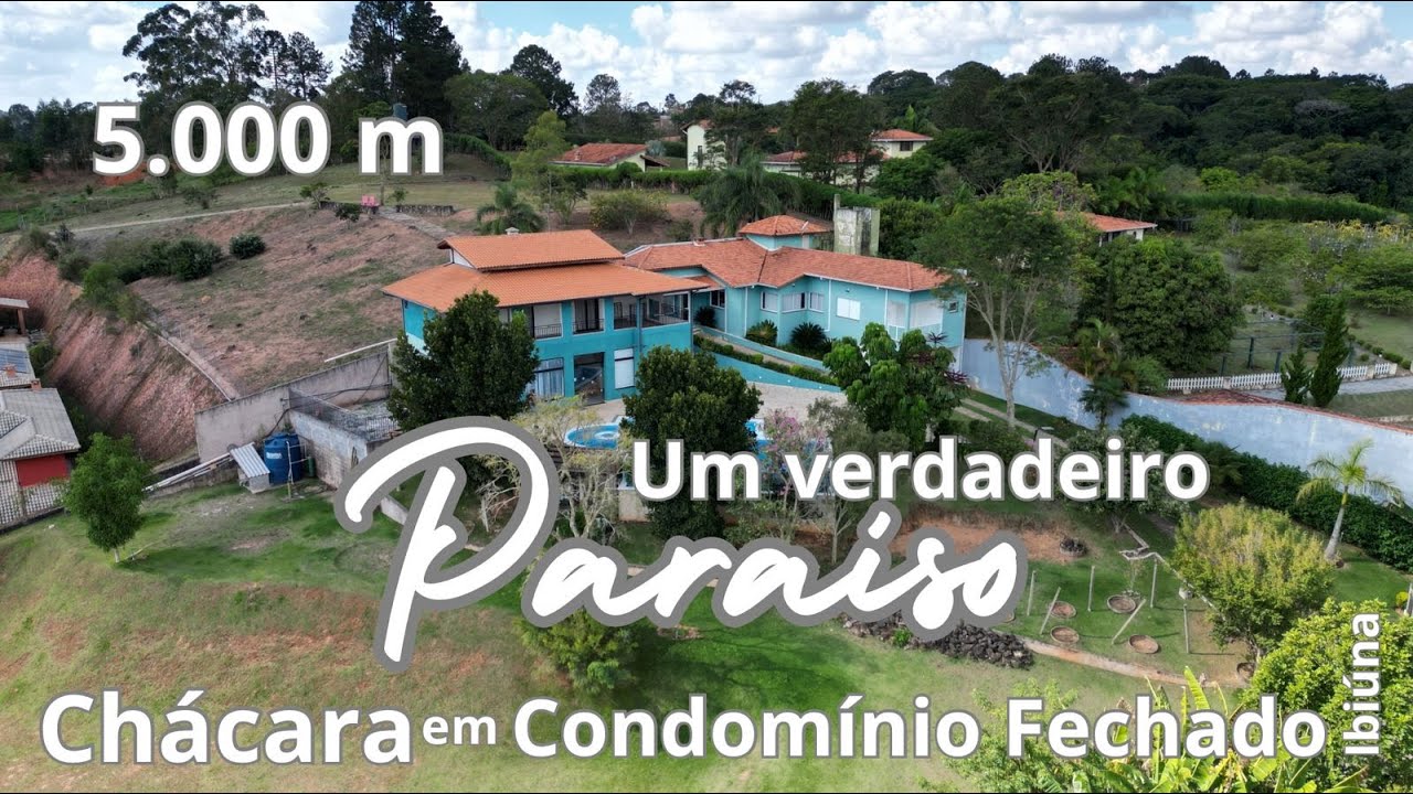 UM VERDADEIRO PARAÍSO Belíssima  chácara em condomínio fechado com 5.000 m.          VD. 288