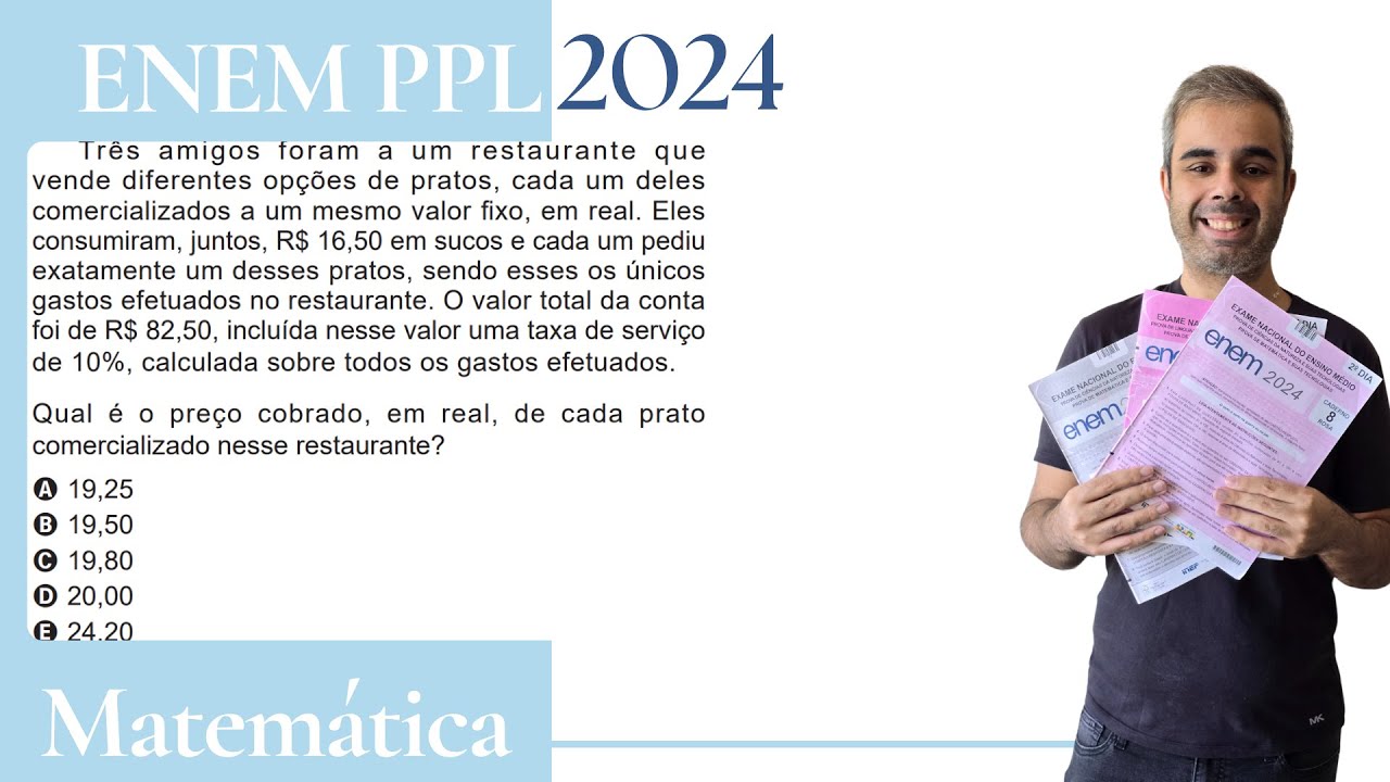 ENEM PPL 2024 - Três amigos foram a um restaurante que vende diferentes opções de pratos cada um