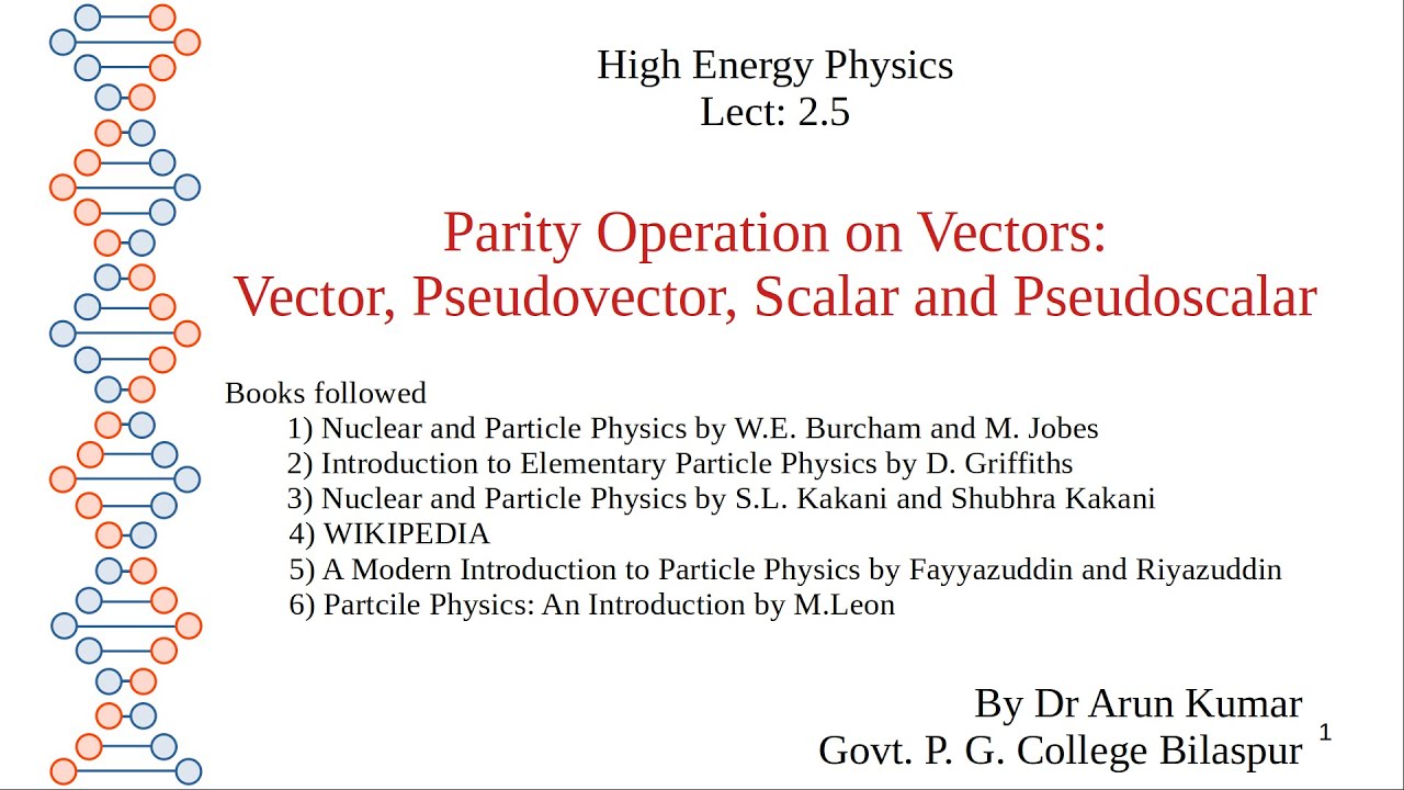 Lect 2.5: Parity Operation on Vectors: Vector, Pseudovector, Scalar and ...