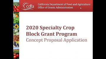 2020 Specialty Crop Block Grant Program, Concept Proposal Webinar