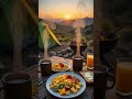 Peaceful Camping Breakfast at Sunrise 🌄 | Nature Morning Vibes #Shorts