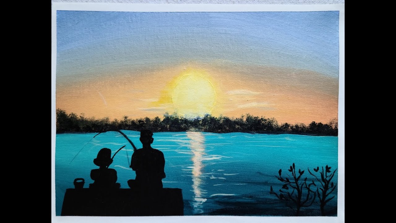 Fish with Dad, Simple Acrylic Painting for Beginners #2