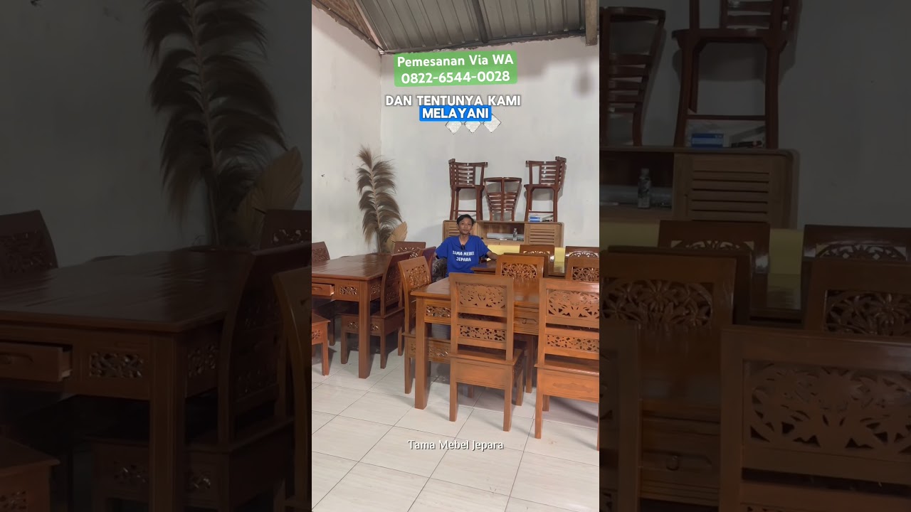 Obral Meja Makan Jati Murah Motif Kartini 6 Kursi Produk Mebel Jepara Asli