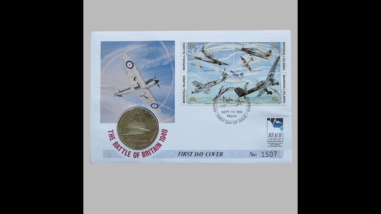 1990 Battle of Britain 50th Anniversary $5 Dollars Coin Cover - Marshall Islands First Day Cover