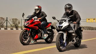 Yamaha R15M Vs Bajaj F250 | Long Race | 100% genuine Results!!